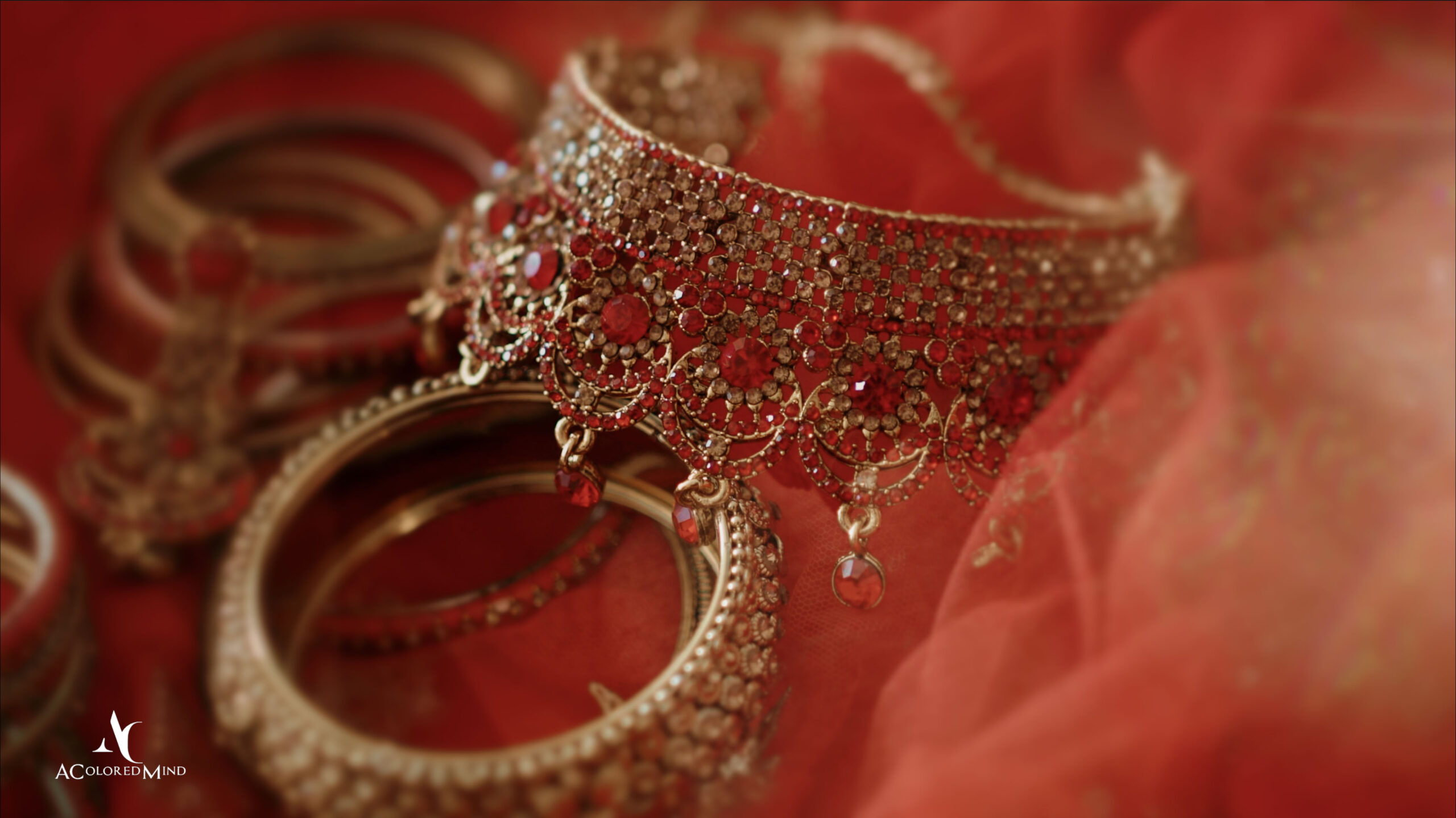 Indian wedding bride jewelry detail shot.