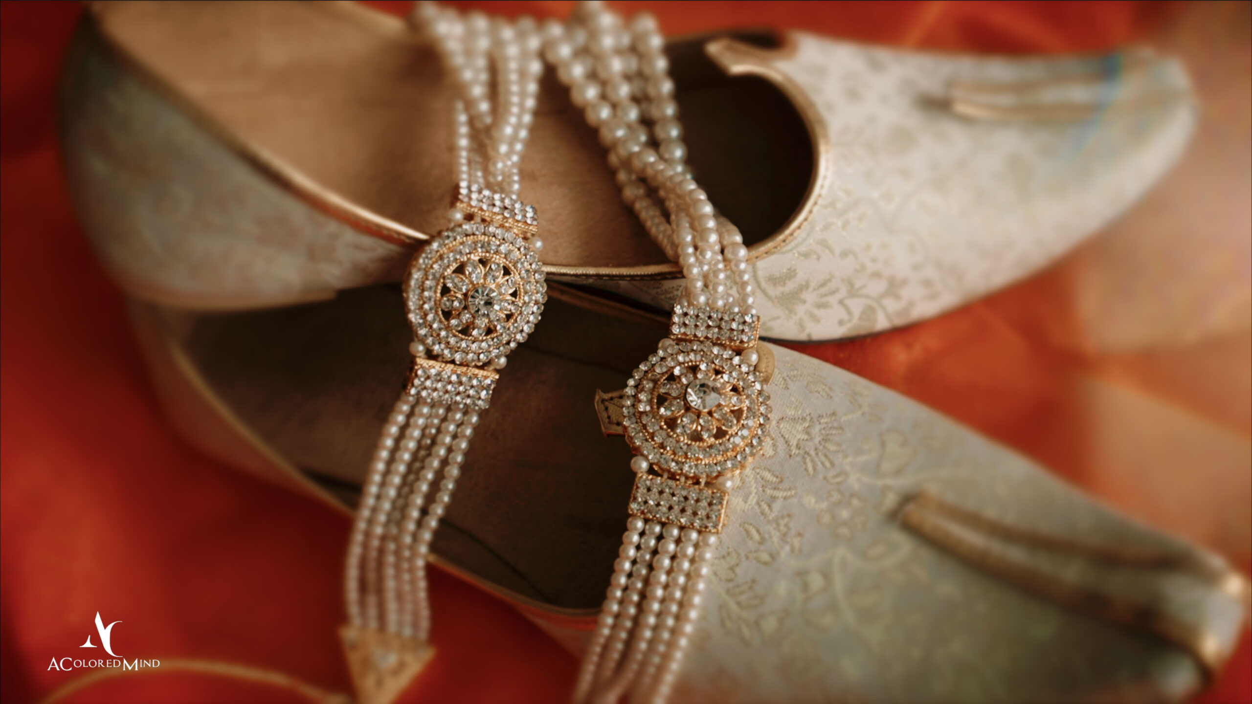 Indian wedding groom shoes detail shot.