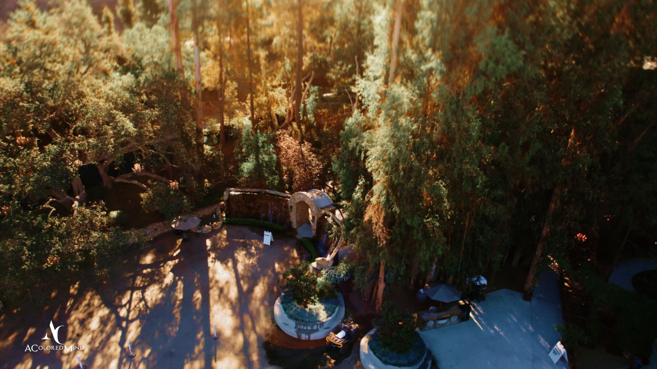 Calamigos Ranch Weddings The Redwood Room Drone Shot