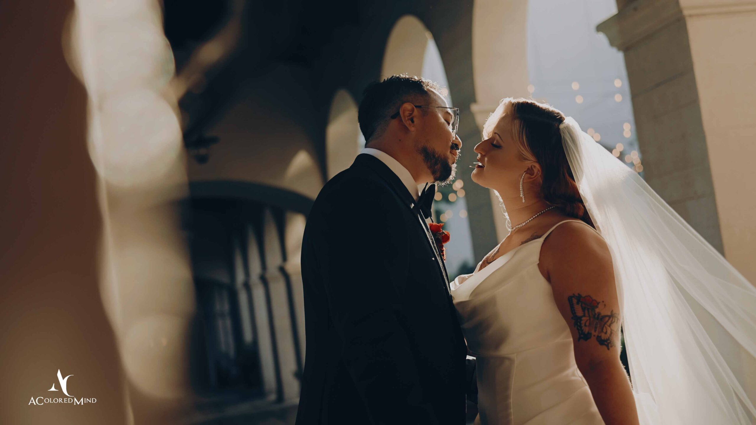 Bride and groom portrait at The Ebell of Los Angeles, filmed by a Los Angeles wedding videographer